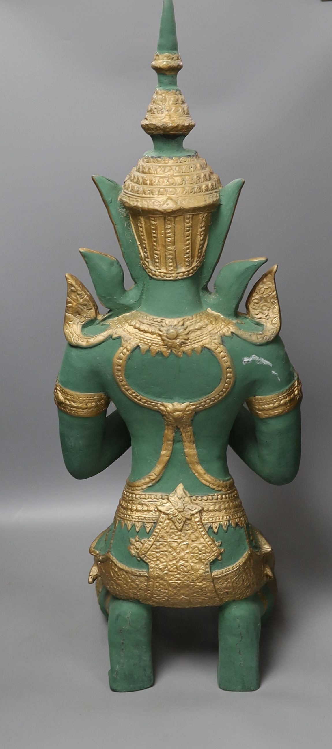 A Thai painted alloy of a kneeling Buddha - 69cm tall